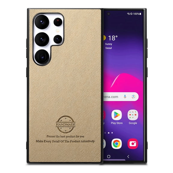 Dteck Case for Samsung Galaxy S24 Ultra,Slim Premium Canvas Grain PU Leather,Soft TPU Bumper,Non-Slip Anti-Scratch Shock-Absorbent,Protective Phone Cover for Samsung Galaxy S24 Ultra,Khaki
