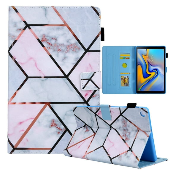 Dteck Case for Samsung Galaxy Tab A 10.1-inch SM-T510 T515 (2019 Released),Magnetic Patterned Folio PU Leather Card Holder Wallet Shell Kickstand Case Protective Cover,Marble