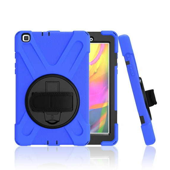 Dteck Case For Samsung Galaxy Tab A 8.0 SM-T290 T295 (2019 Released), Shockproof Armor Heavy Duty Drop Protection Shield Cover Kickstand Handstrap Palmstrap Rubber Hard Case 8 inches,Blue