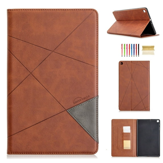 Dteck Case for Samsung Galaxy Tab A 10.1" SM-T510 (2019 Released), Luxury Leather Rhombus Patterned Wallet Card Holder Cover Folio Protective Kickstand Cover,Brown