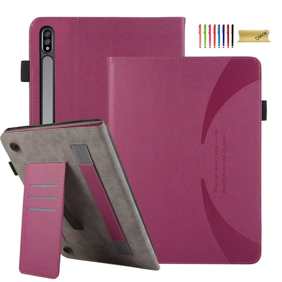 Dteck Case for Samsung Galaxy Tab A 10.1" Tablet 2019 Model SM-T510/T515, Premium PU Leather Cover with Card Holder & Hand Strap, Multi-Angle Viewing Stand Folio Cover,Rose