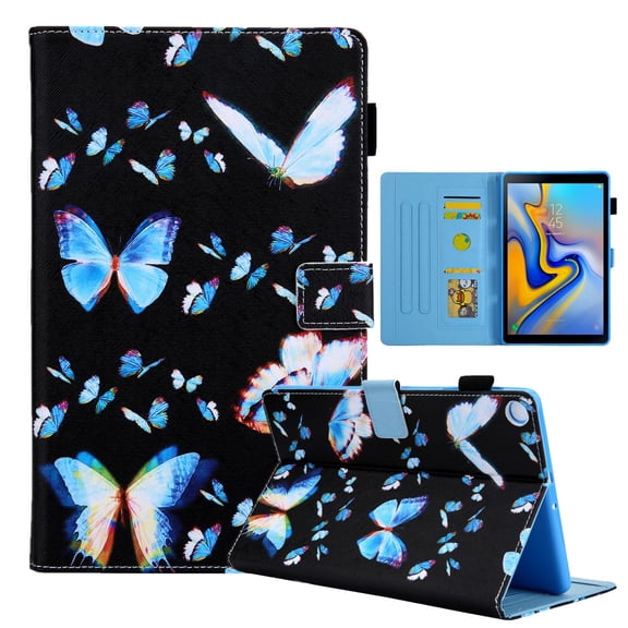 Dteck Case for Samsung Galaxy Tab A 10.1-inch SM-T510 T515 (2019 Released),Magnetic Patterned Folio PU Leather Card Holder Wallet Shell Kickstand Case Protective Cover,Blue Butterfly