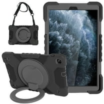Dteck Case for Samsung Galaxy Tab A 10.1 inch SM-T510/T515/T517 (2019), Heavy Hybrid Rugged Shockproof Case with Handle Kickstand/Adjustable Shoulder Strap, Black Gray