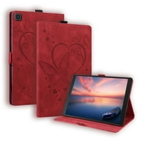 Dteck Case for Samsung Galaxy Tab A 8.0" SM-T290 T295 (2019 Released) 8-inch,Shockproof Butterfly PU Leather Patterned Card Holder Wallet Folio Rubber Kickstand Hybrid Cover,Red