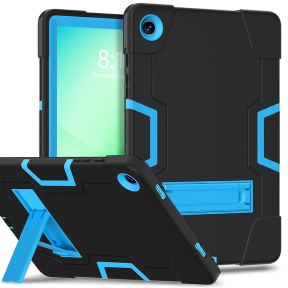 Dteck Case for Samsung Galaxy Tab A11 Plus 11.0 inch (SM-X230/X235/X236) 2025,Shockproof 3-Layer Protection Silicone+PC Kickstand Case Heavy Duty Cover for Galaxy Tab A11+ 11" 2025,Black+Blue