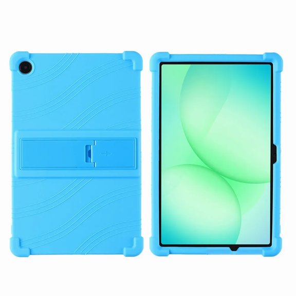Dteck Case for Samsung Galaxy Tab A11+ Plus 11 inch 2026 Model (SM-X230/X236), Shockproof Lightweight Rubber Shell Kids Friendly Soft Silicone Adjustable Stand Protective Cover, Skyblue