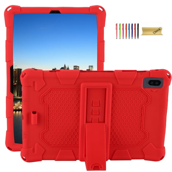 Dteck Case for Samsung Galaxy Tab A7 10.4" 2020/2022, with Pen Holder & Kickstand, Soft Lightweight Silicone Cover for Samsung Tab A7 (SM-T509 T500 T503 T505 T507),Red