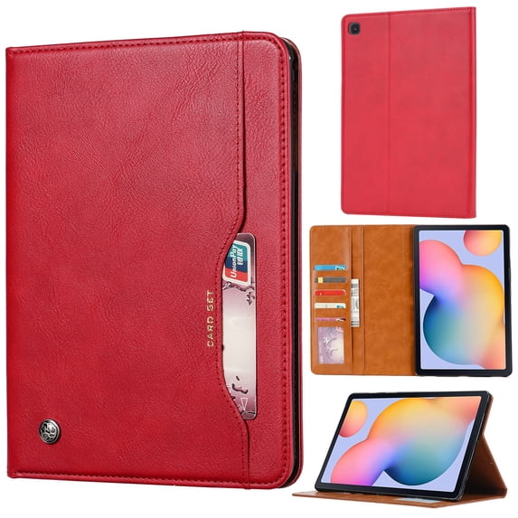Dteck Case for Samsung Galaxy Tab A7 10.4" SM-T500 T505 (2020 Released) 10.4-inch,Luxury PU Leather Card Holder Folio Flip Case Kickstand Shockproof Protective Cover,Red