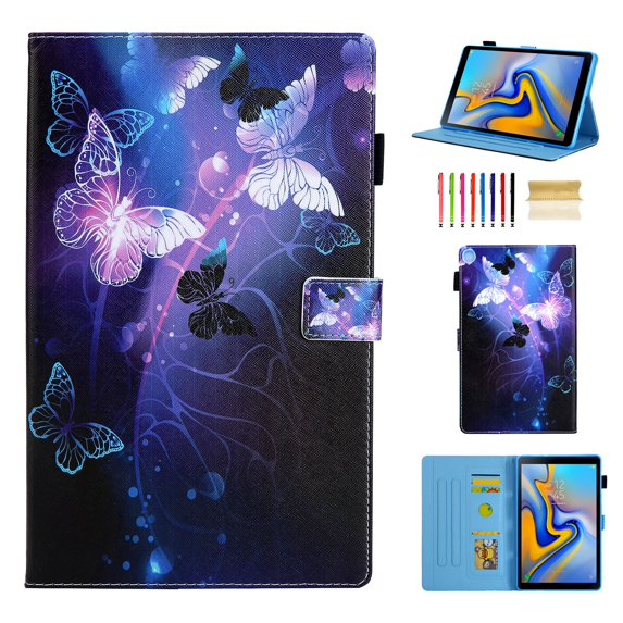 Dteck Case for Samsung Galaxy Tab A7 10.4" SM-T500 T505 (2020 Released) 10.4-inch,Magnetic PU Leather Cute Patterned Card Holder Wallet Case Folio Kickstand Protective Cover,Purple Butterfly