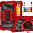 thumbnail image 1 of Dteck Case for Samsung Galaxy Tab A7 10.4" SM-T500 T505 (2020 Released) 10.4-inch,Shockproof Rubber 3-Layers Protection Case Hybrid Kickstand Cover with Hand & Shoulder Strap,Red+Black, 1 of 9