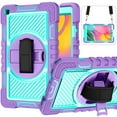 thumbnail image 1 of Dteck Case for Samsung Galaxy Tab A7 10.4" SM-T500 T505 (2020 Released) 10.4-inch,Shockproof Rubber 3-Layers Protection Case Hybrid Kickstand Cover with Hand & Shoulder Strap,Purple+Mint, 1 of 9