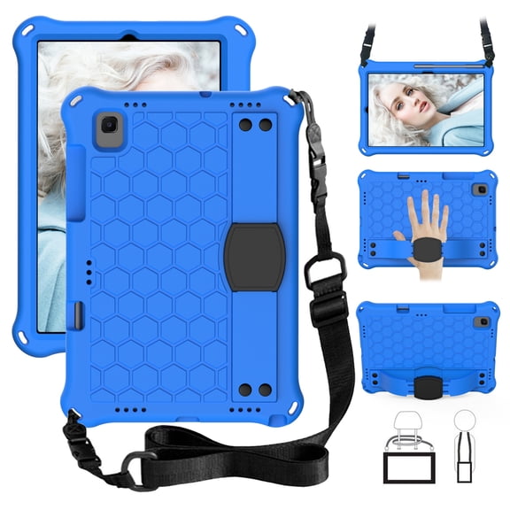 Dteck Case for Samsung Galaxy Tab A7 10.4" SM-T500 T505 2020 Released 10.4-inch,Shockproof Rubber Kickstand Handle Silicone Cover With Shoulder Strap,Blue