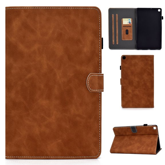Dteck Case For Samsung Galaxy Tab A7 10.4" SM-T500 T505 (2020 Released),Magnetic Leather Card Holder Wallet Folio Flip Kickstand Cover 10.4-inch ,Brown