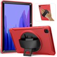 thumbnail image 1 of Dteck Case for Samsung Galaxy Tab A7 10.4" SM-T500 T505 (2020 Released),Shockproof Three-Layer Heavy Duty Protector Rubber Hard Back Kickstand Hand Strap Cover 10.4-inch,Red, 1 of 8