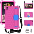 thumbnail image 1 of Dteck Case for Samsung Galaxy Tab A7 Lite 8.7 inch 2021 Model SM-T220 T225, Heavy Duty Shockproof Kickstand Case with Removable Shoulder Strap/Flexible Handle Strap,Rose/Blue, 1 of 7