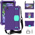 thumbnail image 1 of Dteck Case for Samsung Galaxy Tab A7 Lite 8.7 inch 2021 Model SM-T220 T225, Heavy Duty Shockproof Kickstand Case with Removable Shoulder Strap/Flexible Handle Strap,Purple/Mint, 1 of 7