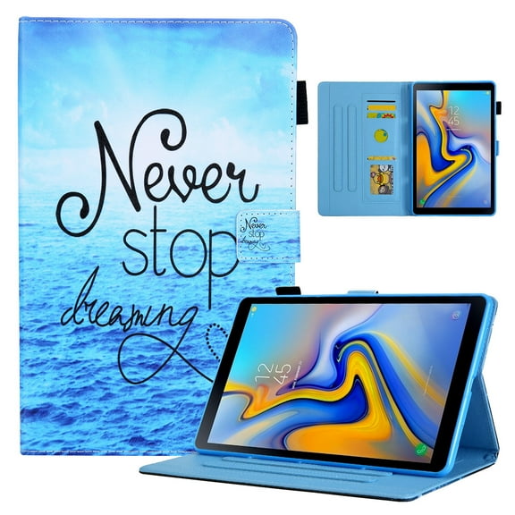 Dteck Case for Samsung Galaxy Tab A7 Lite 8.7-inch SM-T220 T225 (2021 Released),Magnetic Card Holder Wallet Patterned Hybrid Case PU Leather Kickstand Shockproof Folio Cover,Never Stop