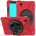 thumbnail image 1 of Dteck Case for Samsung Galaxy Tab A7 Lite 8.7-inch SM-T220 T225 (2021 Released),Shockproof Armor Heavy Duty Drop Protection Shield Cover Kickstand Handstrap Palmstrap Rubber Hard Case,Red, 1 of 8