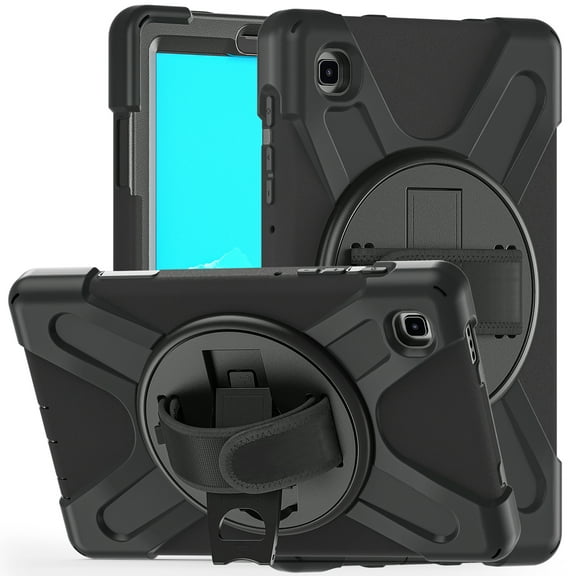 Dteck Case for Samsung Galaxy Tab A7 Lite 8.7-inch SM-T220 T225 (2021 Released),Shockproof Armor Heavy Duty Drop Protection Shield Cover Kickstand Handstrap Palmstrap Rubber Hard Case,Black