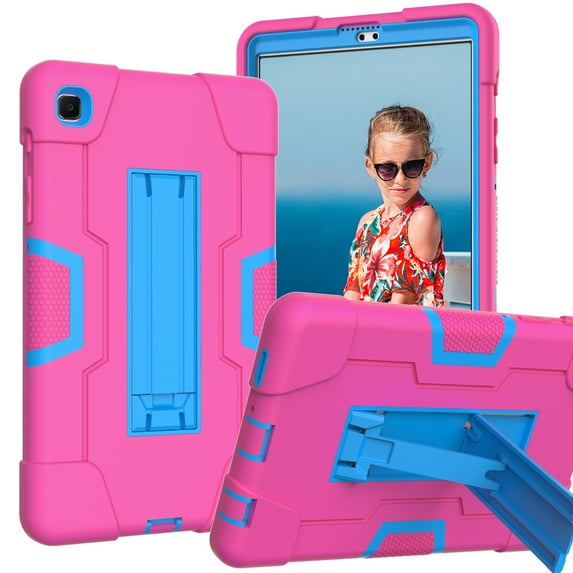 Dteck Case for Samsung Galaxy Tab A7 Lite 8.7-inch SM-T220 T225 (2021 Released),Shockproof Armor Rubber Case Kickstand Hybrid 3-Layer Protection Hard Cover without Screen Protector,Rose+Blue