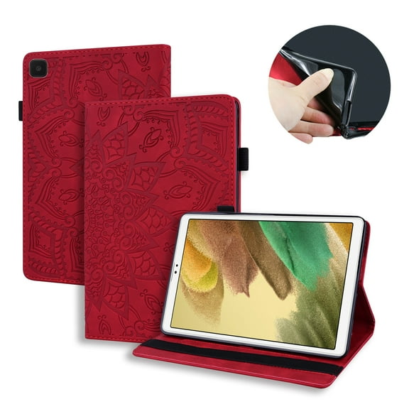 Dteck Case for Samsung Galaxy Tab A7 Lite 8.7-inch SM-T220 T225 (2021),Shockproof Card Holder Wallet Case Embossed PU Leather Kickstand Hybrid Rubber Folio Protective Cover,Red