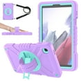 thumbnail image 1 of Dteck Case for Samsung Galaxy Tab A7 Lite 8.7-inch T220 T225,Heavy Duty Rugged Drop Proof Shockproof Armor Case with Rotatable Kickstand Hand Strap Shoulder Strap,Purple+Green, 1 of 7