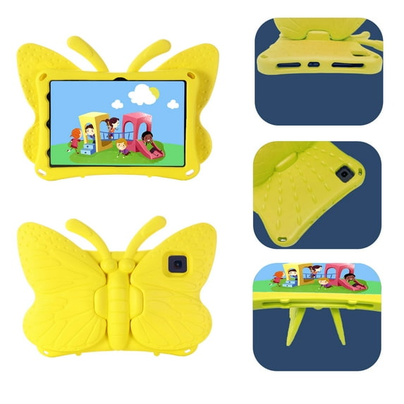 Dteck Case for Samsung Galaxy Tab A8 10.5 2022(SM-X200/X205/X207), Galaxy Tab A8 Case for Kids Friendly Protective Butterfly Stand Case for Samsung Galaxy Tab A8 10.5" 2022, Yellow