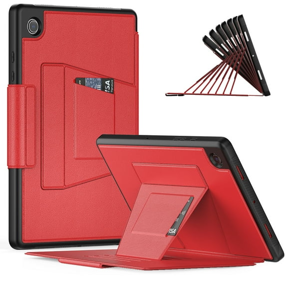 Dteck Case for Samsung Galaxy Tab A8 10.5-inch X200 X205 X207,Luxury Business Leather Smart Automatic wake/sleep Case Heavy Duty Card Holder Kickstand Folio Magnetic Cover,Red