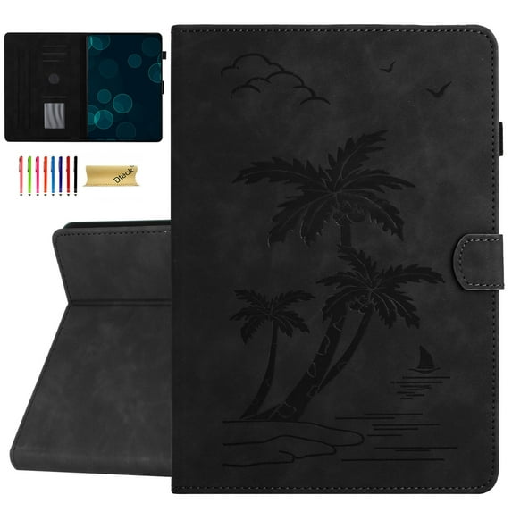 Dteck Case for Samsung Galaxy Tab A9+/A9 Plus 11" 2023, Embossed PU Leather Flip Cover with Card Holder for Galaxy Tab A9+ Tablet SM-X210/X216/X218, Auto Wake/Sleep,Black