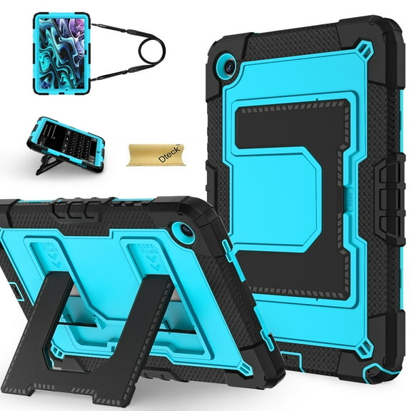Dteck Case for Samsung Galaxy Tab A9+/ A9 Plus Case 11" 2023 (SM-X210/X216/X218), Heavy Duty Shockproof Protective Case with Sturdy Stand and Shoulder Strap,Black+Blue