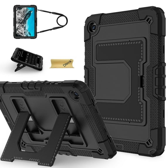 Dteck Case for Samsung Galaxy Tab A9+/ A9 Plus Case 11" 2023 (SM-X210/X216/X218), Heavy Duty Shockproof Protective Case with Sturdy Stand and Shoulder Strap,Black