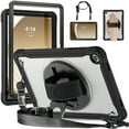 thumbnail image 1 of Dteck Case for Samsung Galaxy Tab A9 Case 8.7 Inch 2023, Heavy Duty Rugged Drop Protection Impact Resistant Shockproof Cover with Rotating Stand, Hand/Shoulder Strap,Black + Clear, 1 of 7