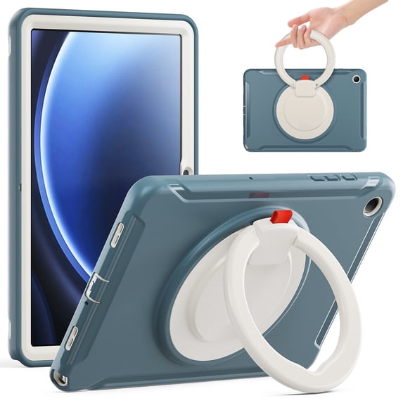 Dteck Case for Samsung Galaxy Tab A9 Plus 11 Inch 2023 (SM-X210/X216/X218), Heavy Duty Galaxy Tab A9+ Tablet Case with 360 Rotating Handle Strap Pen Holder,Deep Blue