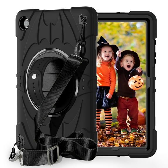 Dteck Case for Samsung Galaxy Tab A9 Plus 11 Inch (SM-X210/X215/X216/X218),Heavy Duty 3-Layer Protection Rotating Stand Case Shockproof Armor Hard Cover with Shoulder Strap for Galaxy Tab A9+,Black