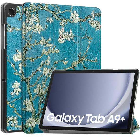 Dteck Case for Samsung Galaxy Tab A9 Plus 2023, Slim Stand Hard Back Shell Protective Smart Cover with Auto Sleep Wake for Samsung Galaxy Tab A9 Plus 11 Inch Tablet,Apricot Flower