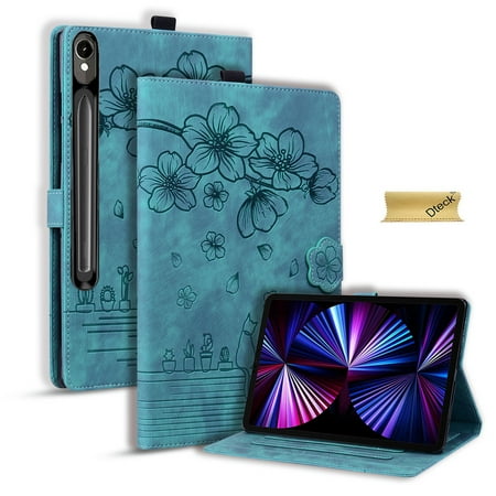 Dteck Case for Samsung Galaxy Tab S10 FE Plus 13.1 inch 2025 Model X620 / X626B,Premium PU Leather Embossed Flower Folio Case Multi-Viewing Angles Stand Tablet Cover for Galaxy Tab S10 FE+,Green
