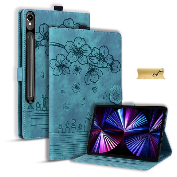 Dteck Case for Samsung Galaxy Tab S10 FE Plus 13.1 inch 2025 Model X620 / X626B,Premium PU Leather Embossed Flower Folio Case Multi-Viewing Angles Stand Tablet Cover for Galaxy Tab S10 FE+,Green