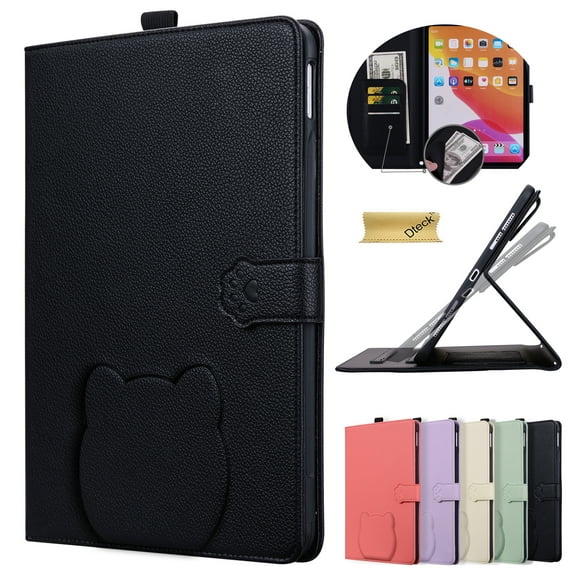 Dteck Case for Samsung Galaxy Tab S10 FE/ S9 FE/ 10.9 Inch/ Tab S9/S8/S7 11 Inch, PU Leather Folio Stand Protective Cover with Card Slots, Multi-Angle Viewing, Auto Sleep/Wake,Black