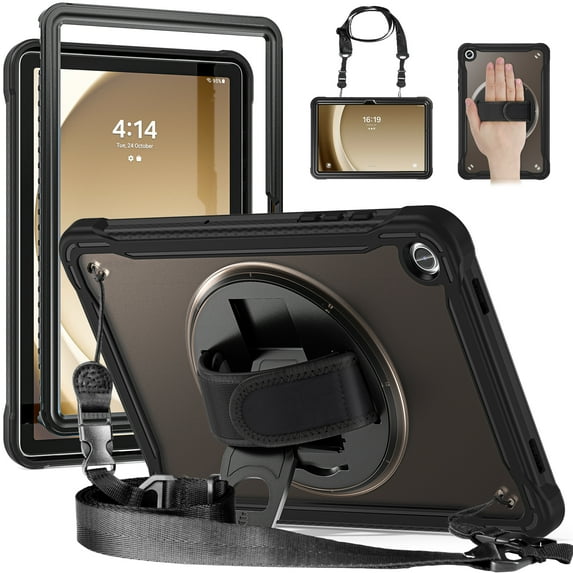 Dteck Case for Samsung Galaxy Tab S11 Case 11 Inch 2025, Heavy Duty Rugged Drop Protection Impact Resistant Shockproof Cover with Rotating Stand, Hand/Shoulder Strap,Black