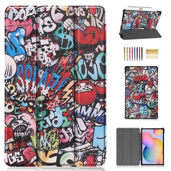 Dteck Case For Samsung Galaxy Tab S6 Lite 10.4" SM-P610 (2020 Released) 10.4 inch, Smart Patterned Leather Folio Case Shockproof Kickstand Automatic wake/sleep Cover ,Graffiti