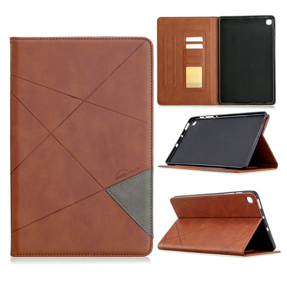 Dteck Case for Samsung Galaxy Tab S6 Lite 10.4" SM-P610 (2020 Released), Luxury Leather Rhombus Patterned Wallet Card Holder Cover Folio Protective Kickstand Cover,Brown