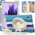 thumbnail image 1 of Dteck Case for Samsung Galaxy Tab S7 FE 12.4" 2021 (SM-T730/T736) & Tab S7 Plus/S7+ 12.4" 2020 (T970/T975) Heavy Duty Shockproof Case with S Pen Holder Hand Strap Kickstand Shoulder Strap, Blue, 1 of 4