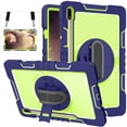 thumbnail image 1 of Dteck Case for Samsung Galaxy Tab S7 FE 12.4 in 2021 SM-T730/T736B / Galaxy Tab S7 Plus 2020 Case SM-T970/T975/T976, Rugged Shockproof Case with Shoulder Strap + Pencil Holder, Navy + Green, 1 of 9