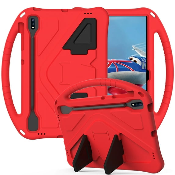 Dteck Case for Samsung Galaxy Tab S7 FE SM-T730 (2021) 12.4-inch,Shockproof EVA Foam Kids Friendly Lightweight Handle Kickstand Cover for Galaxy Tab S7 FE 5G SM-T736B/Galaxy Tab S7+ T970/T975,Red