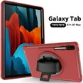 thumbnail image 1 of Dteck Case for Samsung Galaxy Tab S7 FE T730/T736B 12.4-inch,Shockproof Three-Layer Heavy Duty Protector Rubber Hard Stand Cover for Galaxy Tab S7 Plus 12.4" SM-T970/T975,Red, 1 of 8