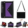 thumbnail image 1 of Dteck Case for Samsung Galaxy Tab S8 Ultra 14.6 Inch SM-X900 X906 with S Pen Holder, Business Portfolio Crossbody Wallet Case with Large Storage Compartments Note Pocket Shoulder Strap, Purple + Black, 1 of 7