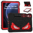 thumbnail image 1 of Dteck Case for Samsung Galaxy Tab S9 FE/Galaxy Tab S9 2023, Heavy Duty Childproof Silicone Shockproof Rugged Protective Case with Kickstand Pen Holder for Samsung Galaxy Tab S9 FE/S9/S8/S7,Black Red, 1 of 9