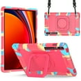 thumbnail image 1 of Dteck Case for Samsung Galaxy Tab S9 Plus / Tab S9 FE Plus 12.4 Inch 2023,Military Grade Drop Protection Shockproof S9+ Cover with S-Pen Holder+Handle Grip+Rotating Stand+Crossbody Strap,Rainbow Red, 1 of 8