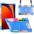 thumbnail image 1 of Dteck Case for Samsung Galaxy Tab S9 Plus / Tab S9 FE Plus 12.4 Inch 2023,Military Grade Drop Protection Shockproof S9+ Cover with S-Pen Holder+Handle Grip+Rotating Stand+Crossbody Strap,Rainbow Blue, 1 of 8