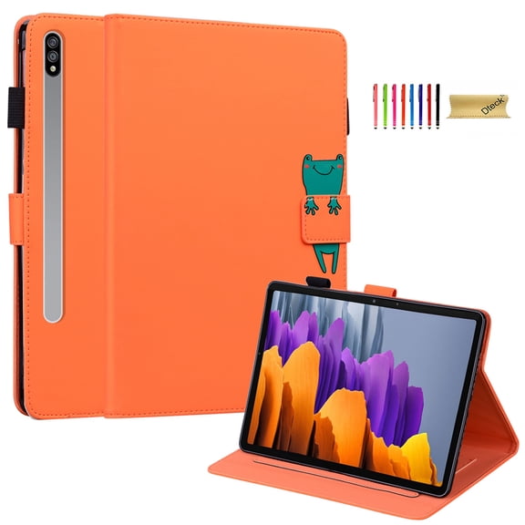 Dteck Case for Samsung Galaxy Tab S9/S8/S7 11 Inch Tablet (Model SM-X710/X716/X718/T870/T875/X700/X706), Slim Folio Stand Protective Cover with Card Holder,Orange
